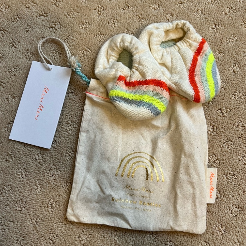 Meri Meri Knit Rainbow Booties - NWT